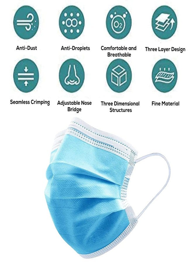 MAXXPRO CE and FDA approved melt blown Fabric Disposable Surgical Mask 3-Ply Disposable With nose pin Non Swelling Feather Soft for unisex men women kids Senior Citizens (ROUND LOOP BLUE 100) - Image 2
